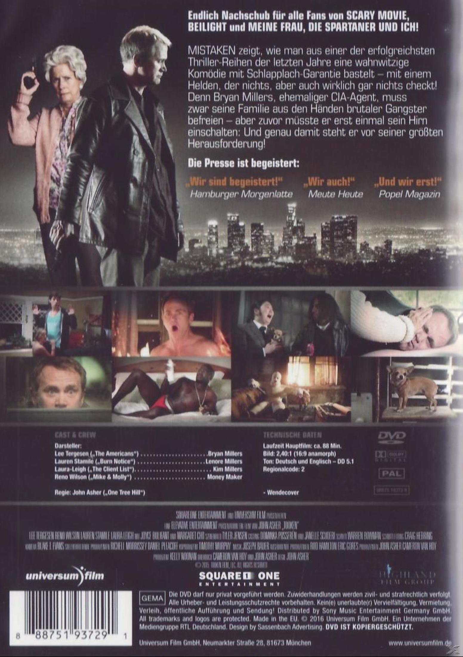 DVD-Rückseite mit Filmbeschreibung, Fotoszenen, Cast, Crew, technischen Daten und Barcode.