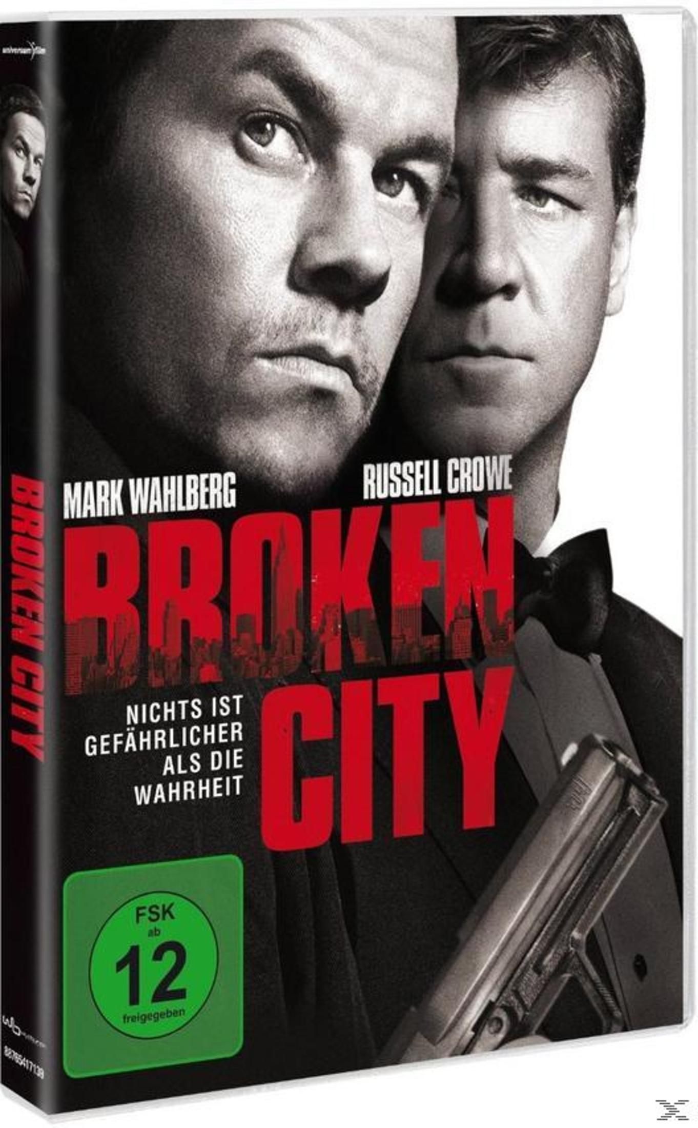 DVD-Cover des Films Broken City mit Mark Wahlberg und Russell Crowe.