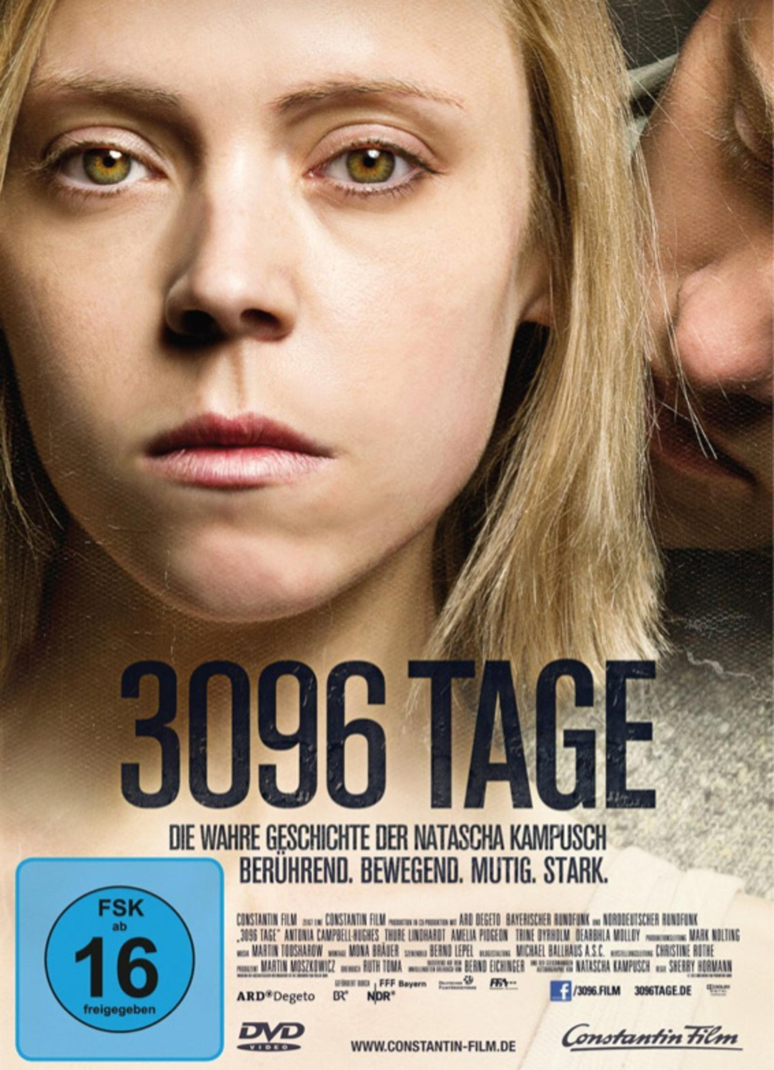 DVD-Cover von 3096 Tage mit Antonia Campbell-Hughes im Vordergrund und FSK 16 Logo.