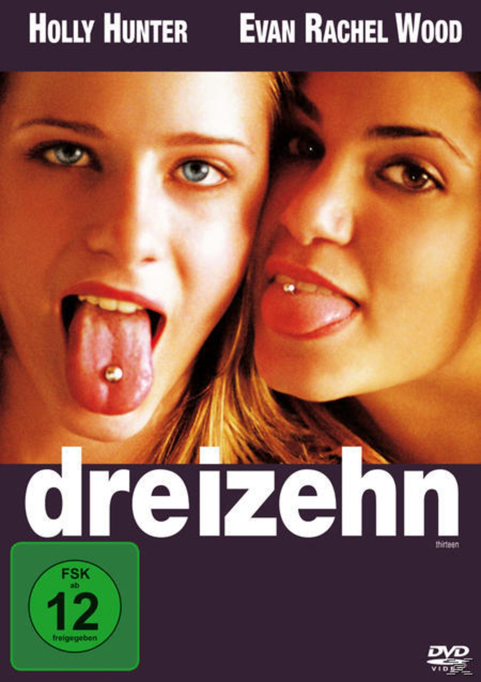 DVD-Cover des Films Dreizehn zeigt zwei junge Frauen mit Zungenpiercings.
