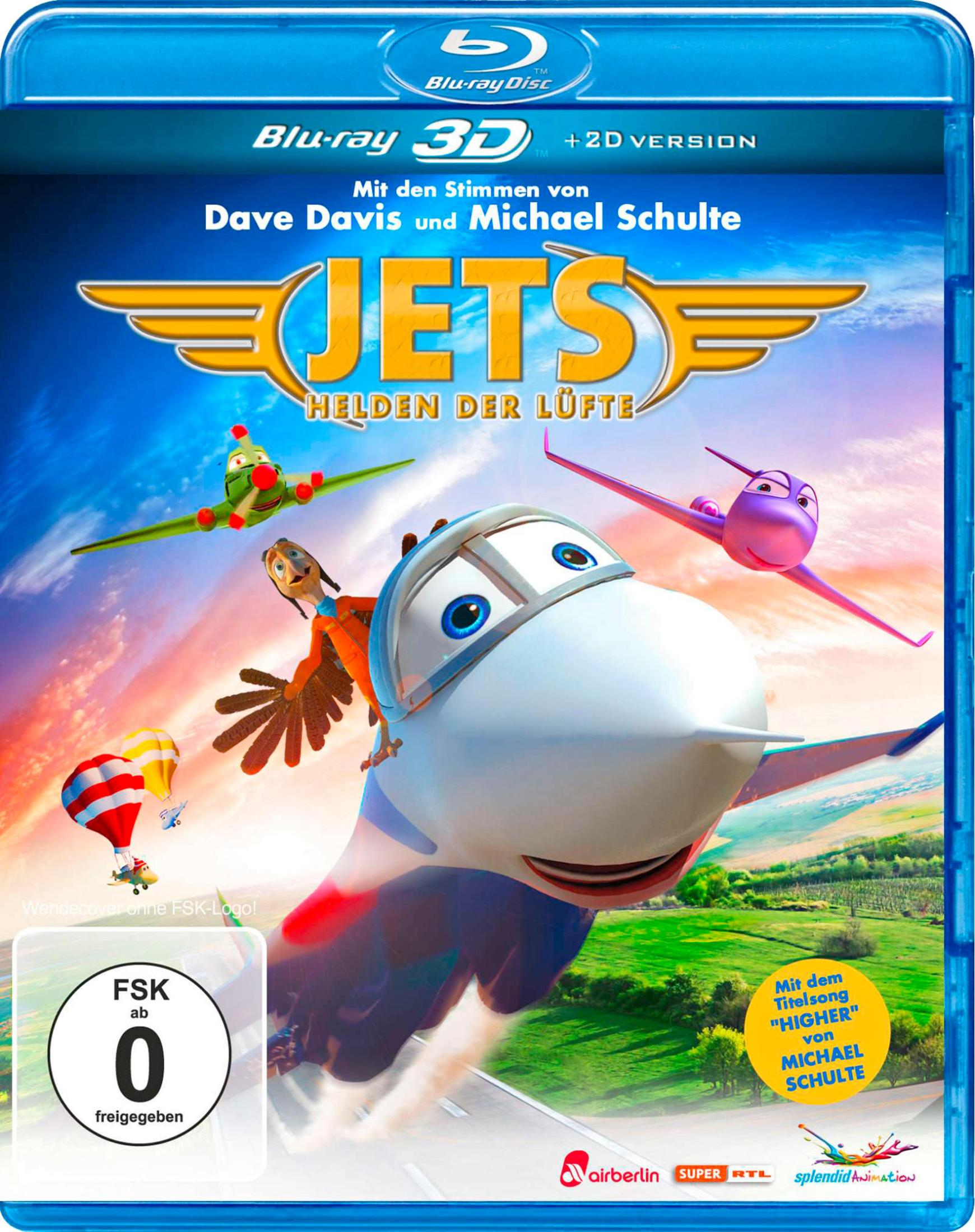 Blu-ray-Hülle des Animationsfilms Jets - Helden der Lüfte mit Flugzeugen im Flug.