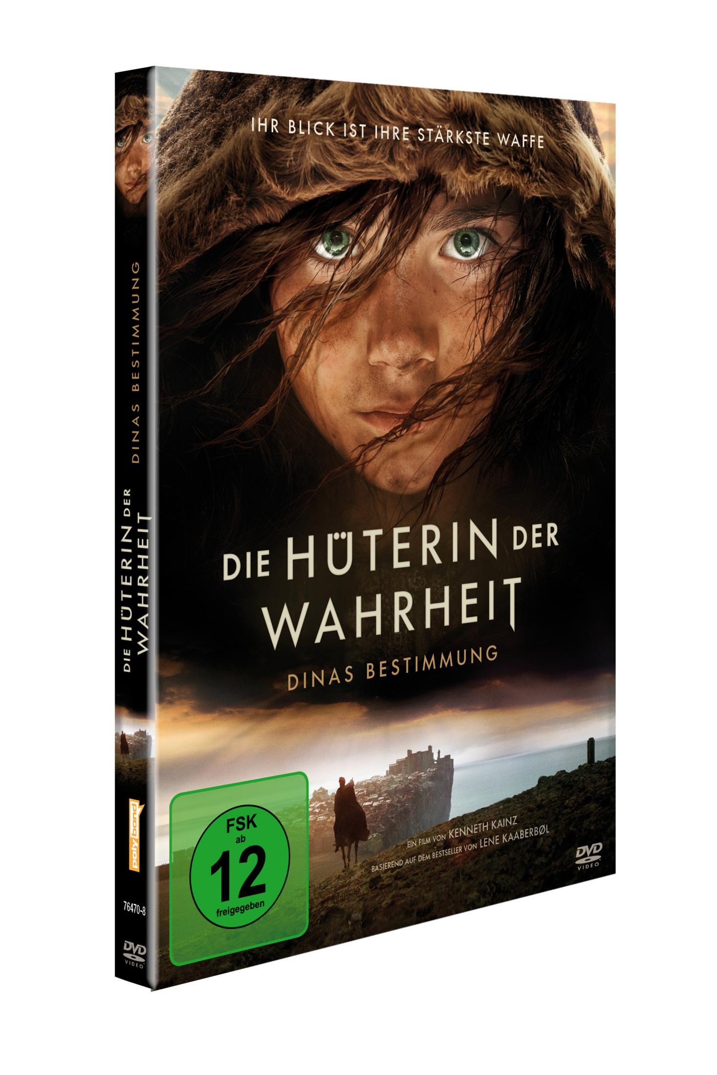DVD-Cover von "Die Hüterin der Wahrheit - Dinas Bestimmung" mit dem Gesicht eines Mädchens in einer Kapuze.