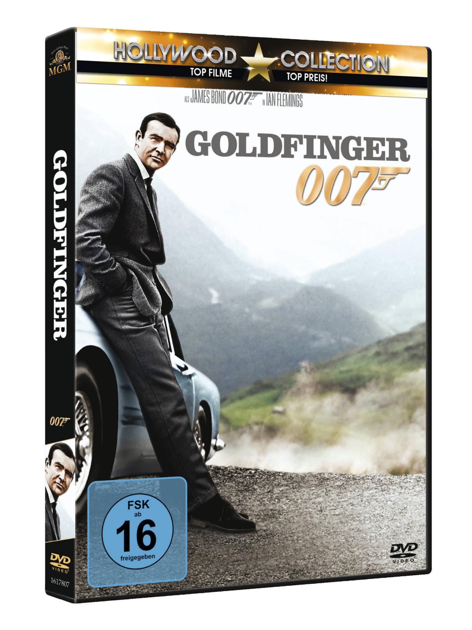 DVD-Hülle des James-Bond-Films Goldfinger mit Sean Connery vor einer Berglandschaft.