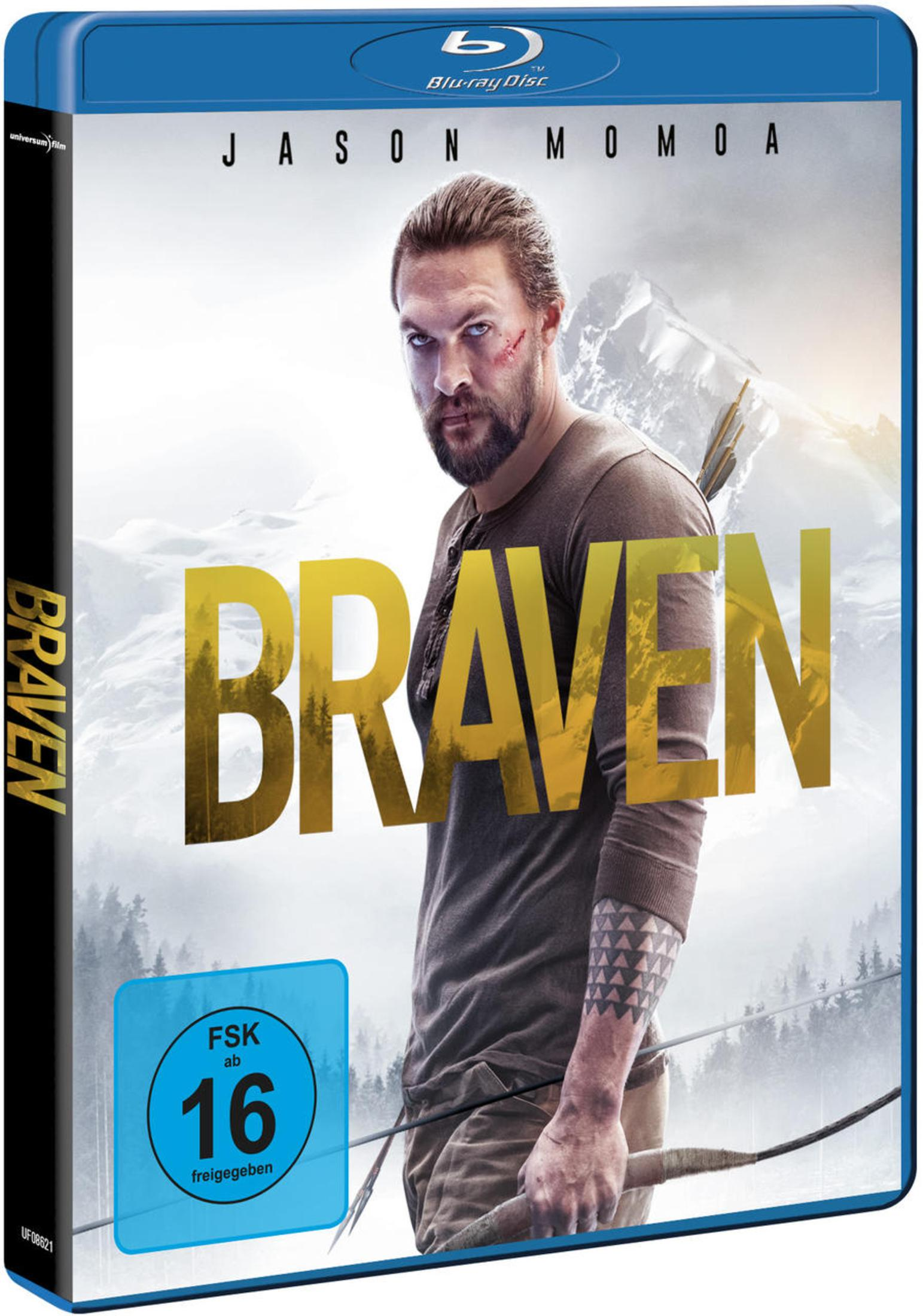 Blu-ray-Hülle des Films Braven mit Jason Momoa vor einer verschneiten Bergkulisse.