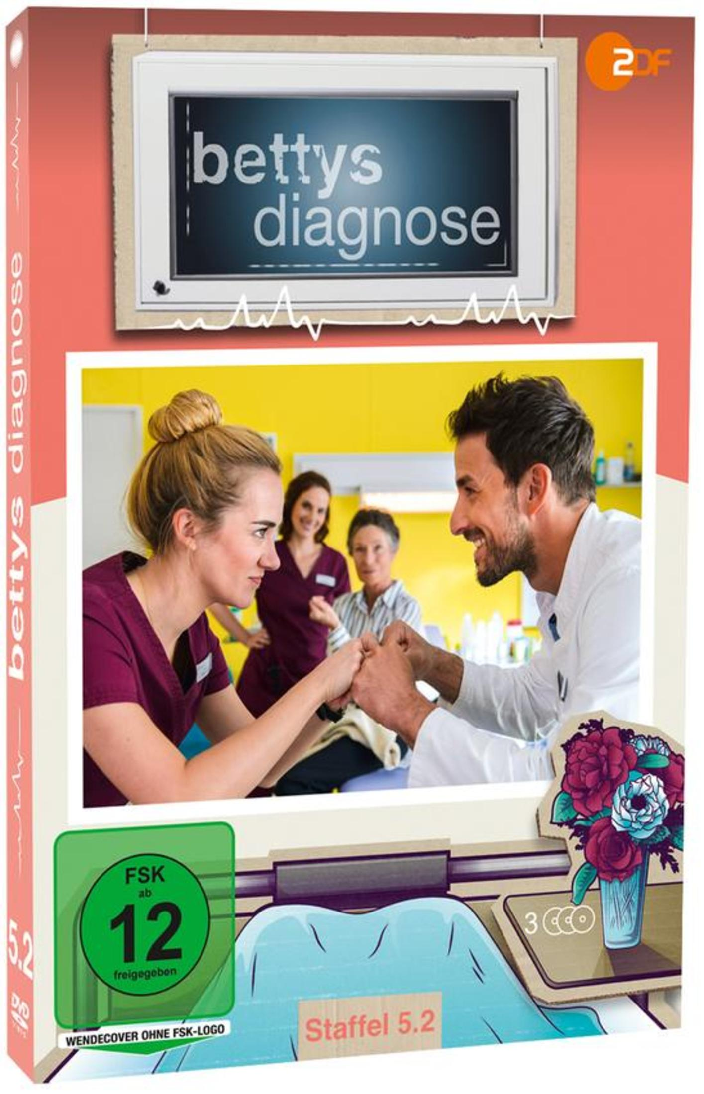 DVD-Cover von Bettys Diagnose Staffel 5.2 zeigt medizinisches Personal Händchen haltend.