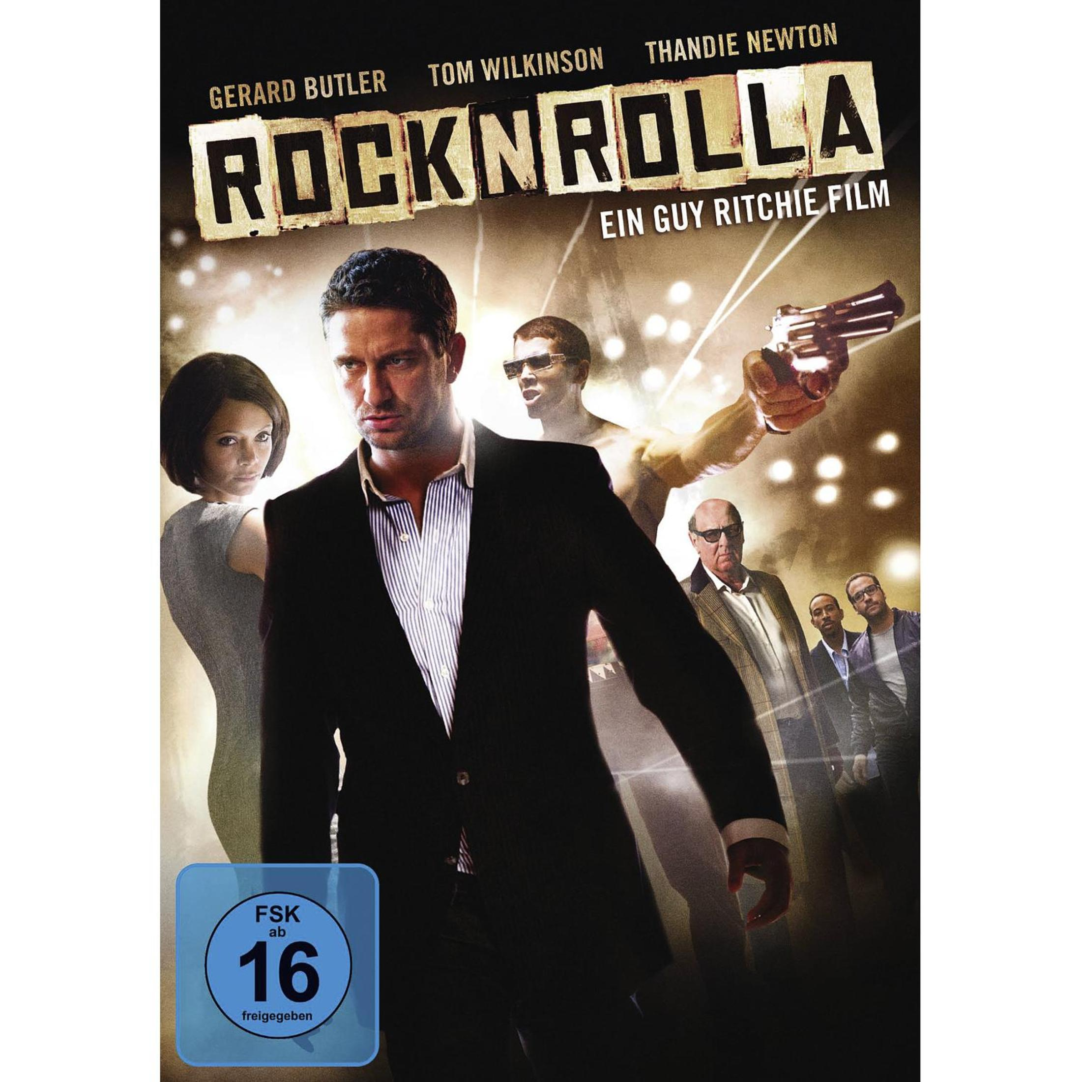 Filmposter von RocknRolla mit Gerard Butler im Vordergrund und weiteren Charakteren.