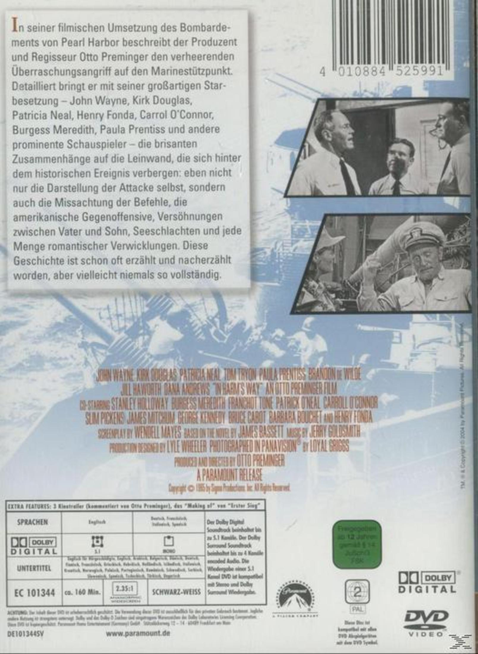 Rückseite einer DVD-Hülle mit Text auf Deutsch und Schwarz-Weiß-Szenenbildern aus dem Film.