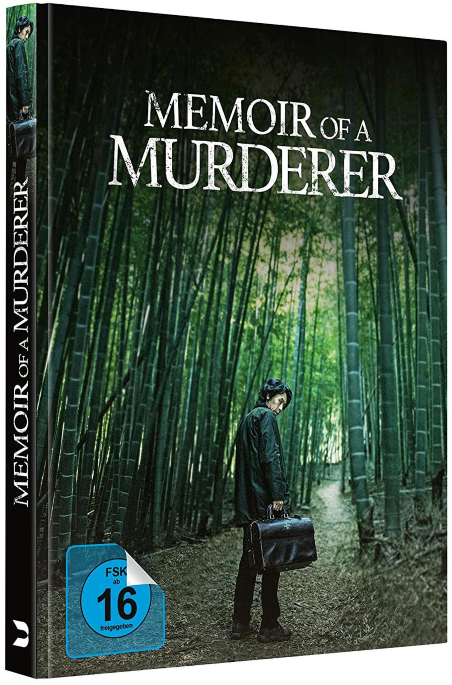 DVD-Cover von Memoir of a Murderer mit einem Mann mit Aktentasche in einem Bambuswald.