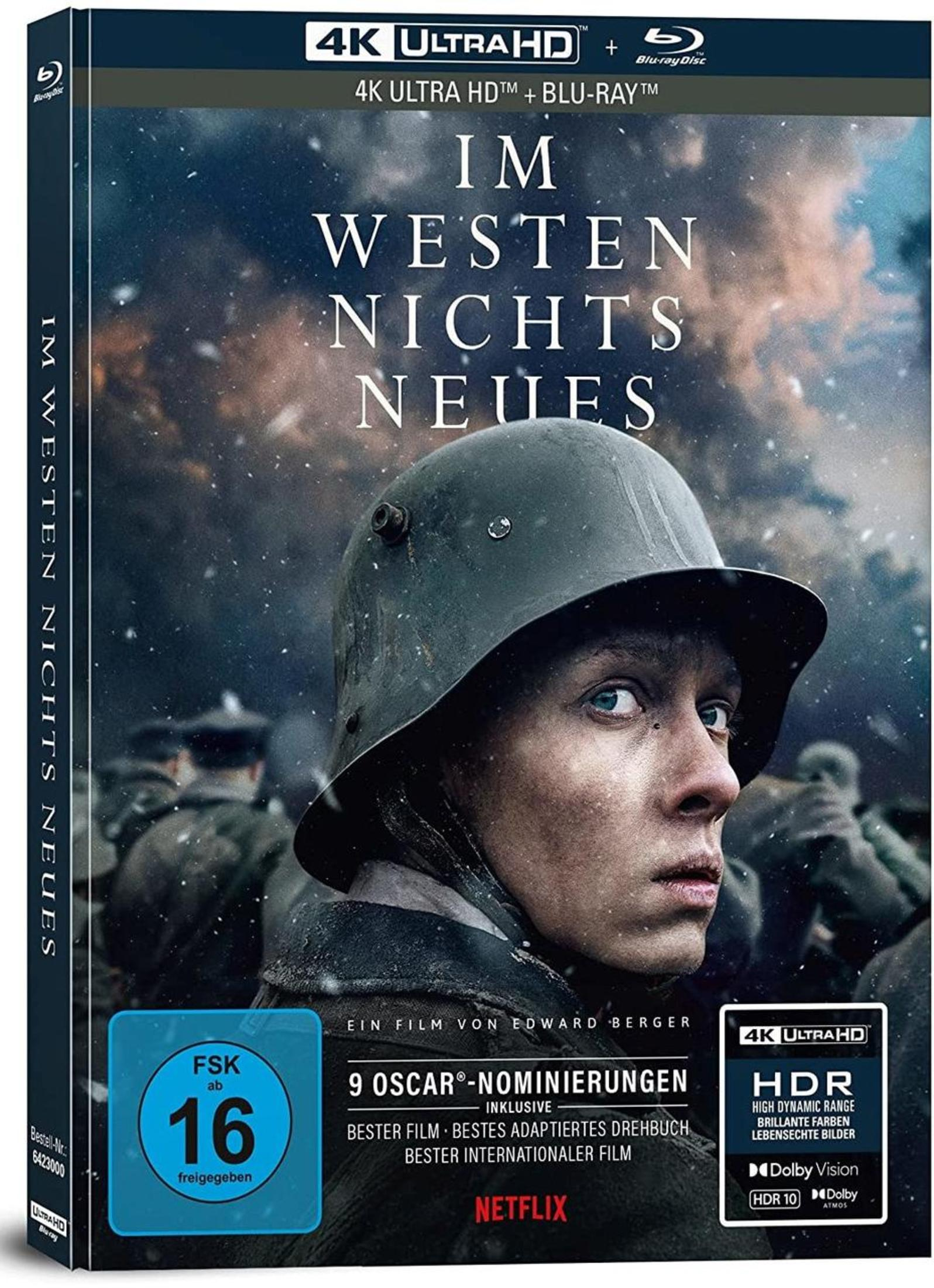 DVD-Hülle des Films Im Westen nichts Neues mit Soldat im Helm und Schnee.