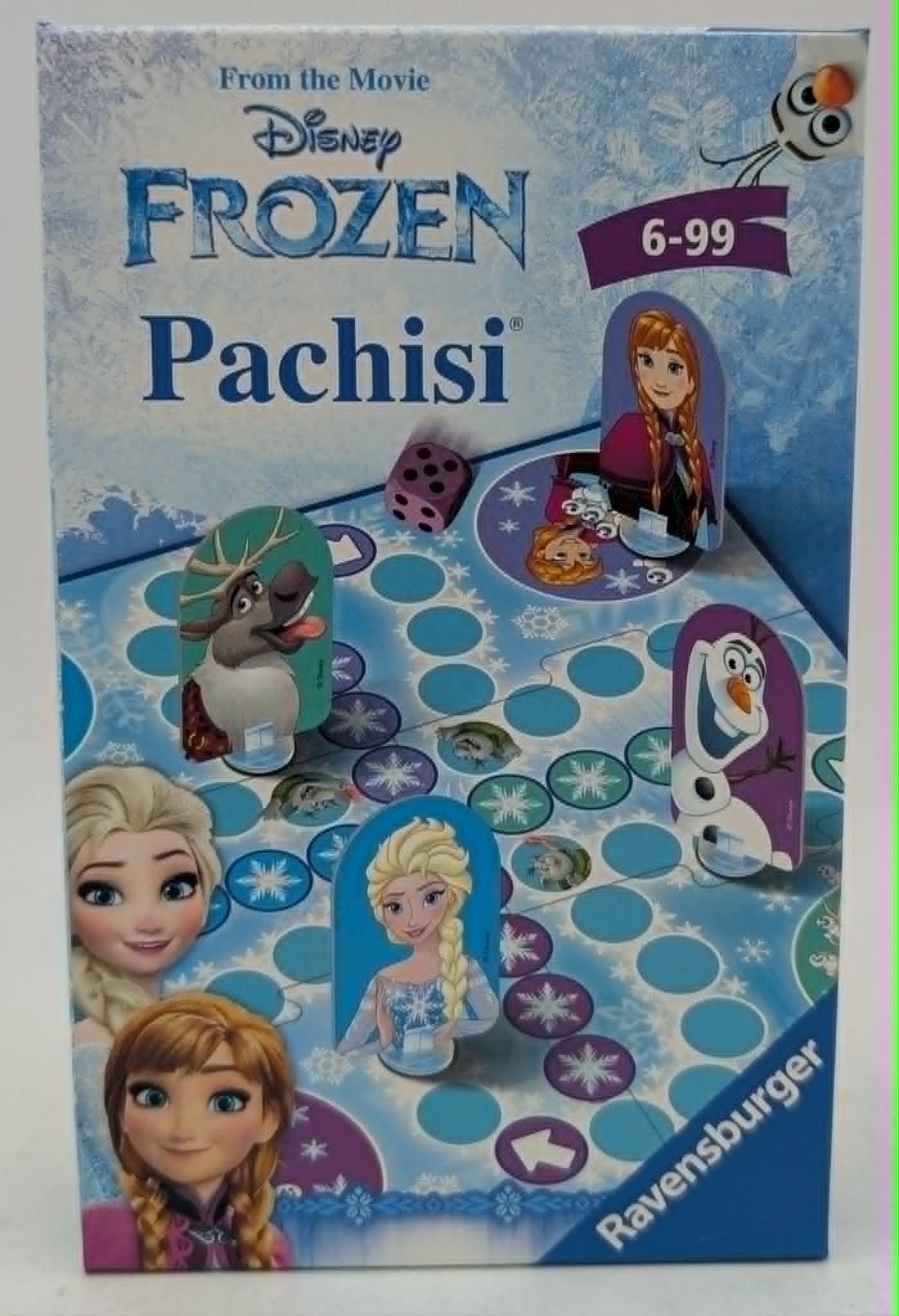 Disney Frozen Pachisi Brettspiel von Ravensburger mit Figuren wie Elsa, Anna und Olaf.