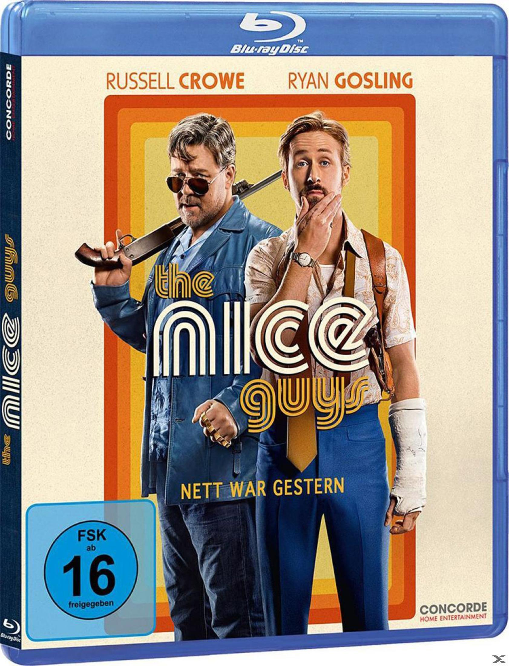 Blu-ray-Hülle von The Nice Guys mit Russell Crowe mit Schrotflinte und Ryan Gosling im Gips.