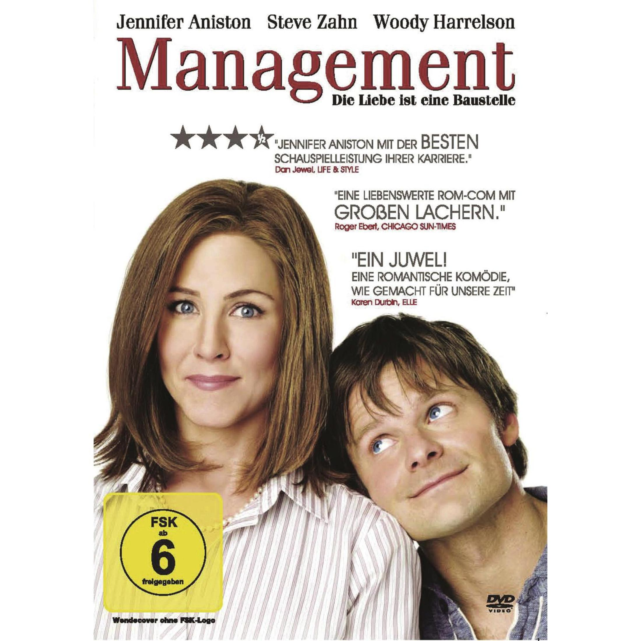 DVD-Cover des Films Management mit Jennifer Aniston und Steve Zahn vor weißem Hintergrund.