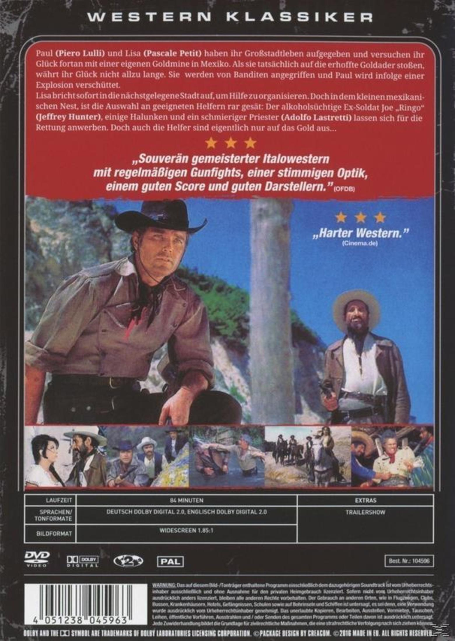 Rückseite einer Western-Klassiker DVD-Hülle mit Szenenbildern, Text und technischen Details.