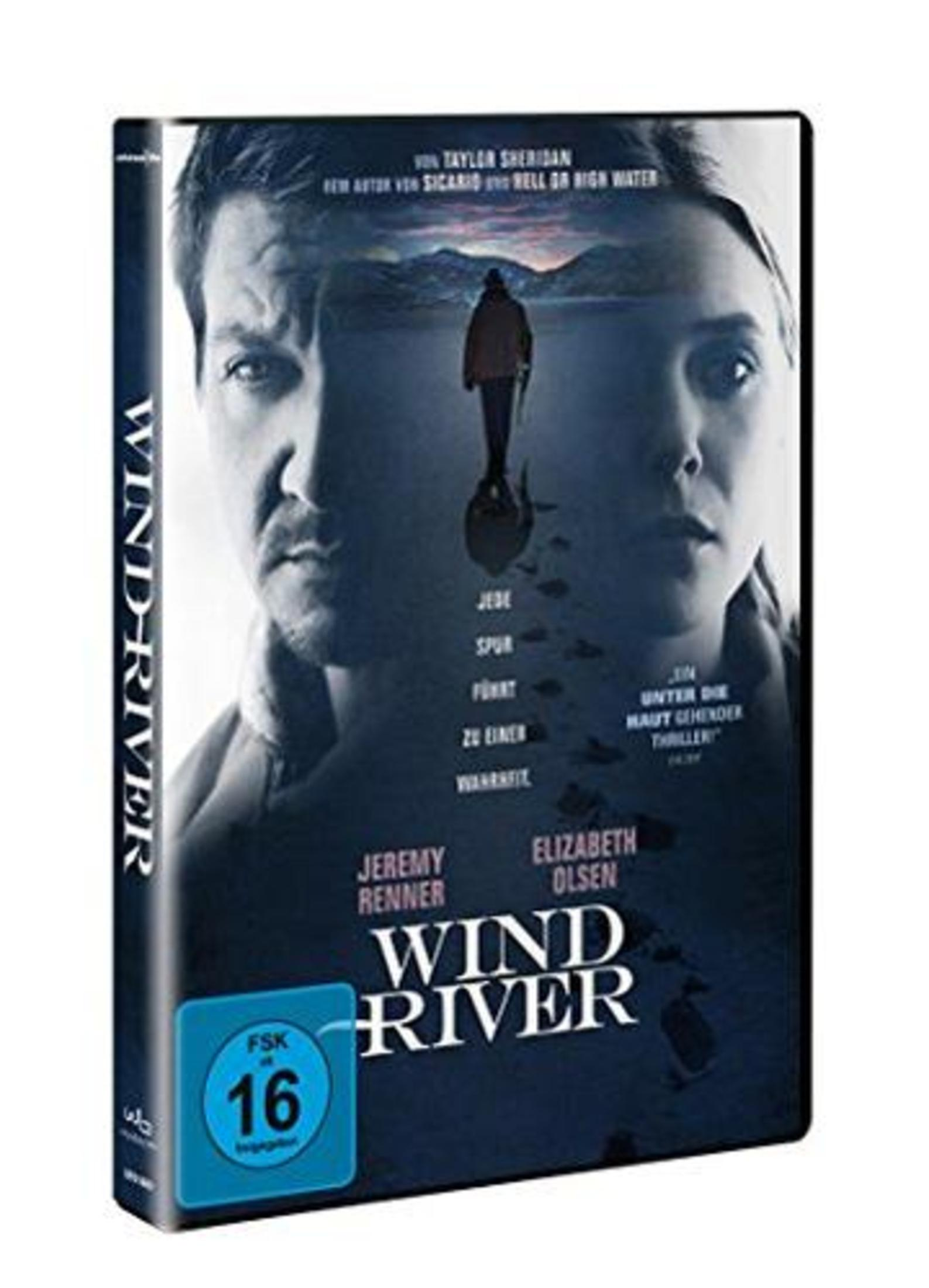 DVD-Hülle von Wind River mit Jeremy Renner und Elizabeth Olsen vor einer Schneelandschaft.