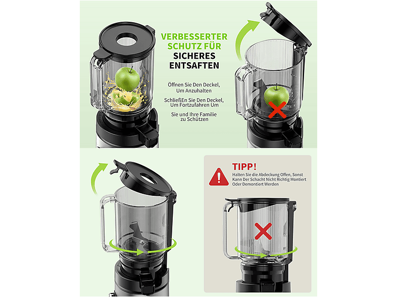 SROSS 2L Entsafter Slow Juicer 150 Watt, Silver