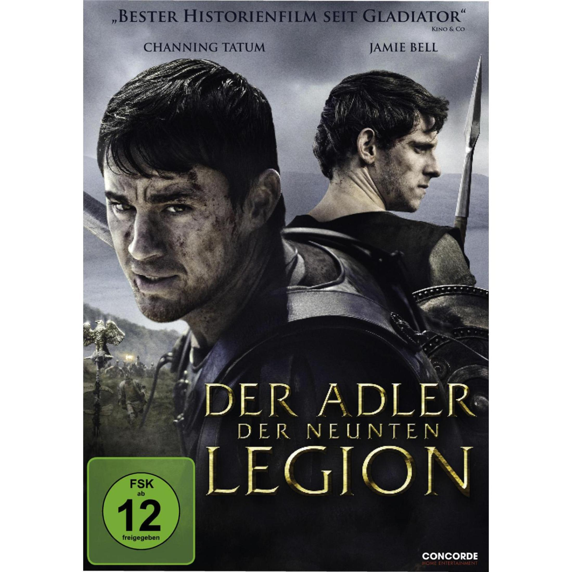 DVD-Cover von Der Adler der neunten Legion mit Channing Tatum und Jamie Bell vor einem bewölkten Himmel.