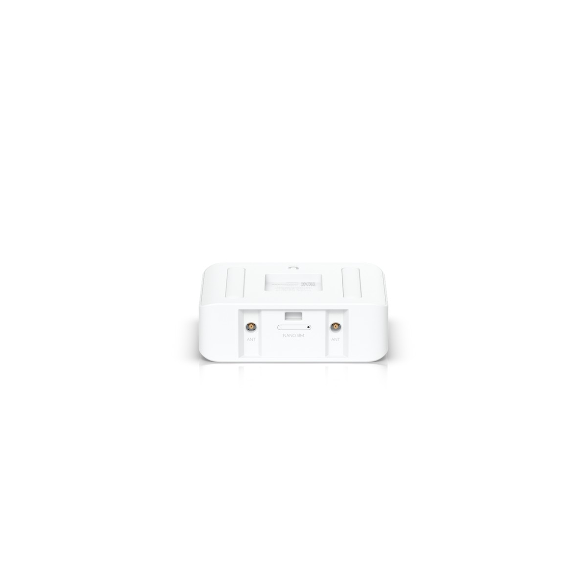 Dispositivo elettronico bianco con due connettori per antenna e uno slot nano SIM sul pannello frontale.