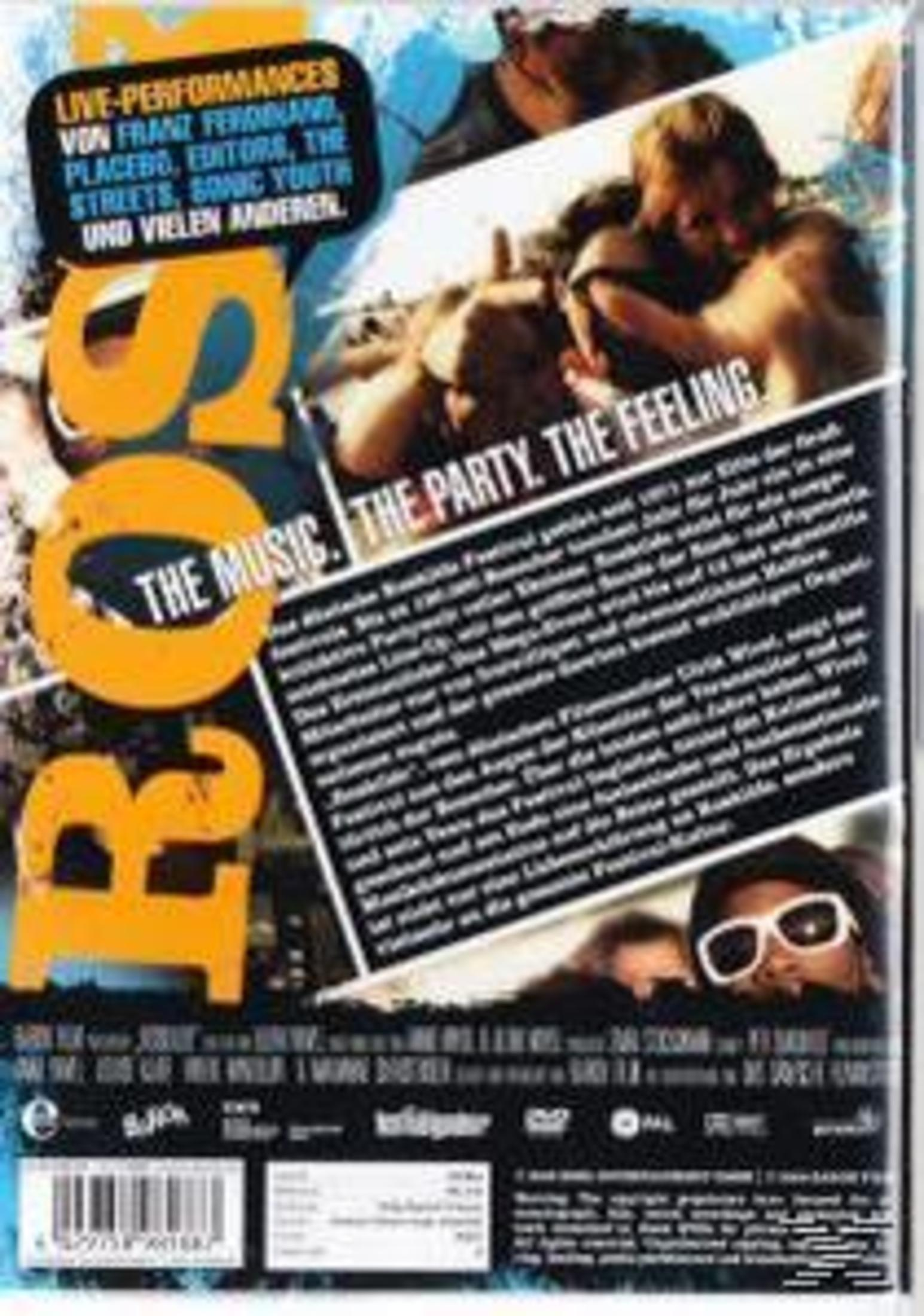 DVD-Hülle mit Konzertfotos, gelbem Text und deutscher Beschreibung.
