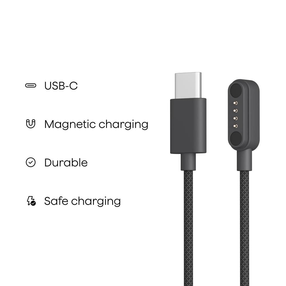 USB-C- und magnetisches Ladekabel mit langlebigem geflochtenem Kabel und sicheren Ladefunktionen.