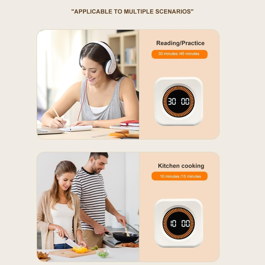 Ein Timer wird für Aktivitäten wie Lesen und Kochen verwendet.