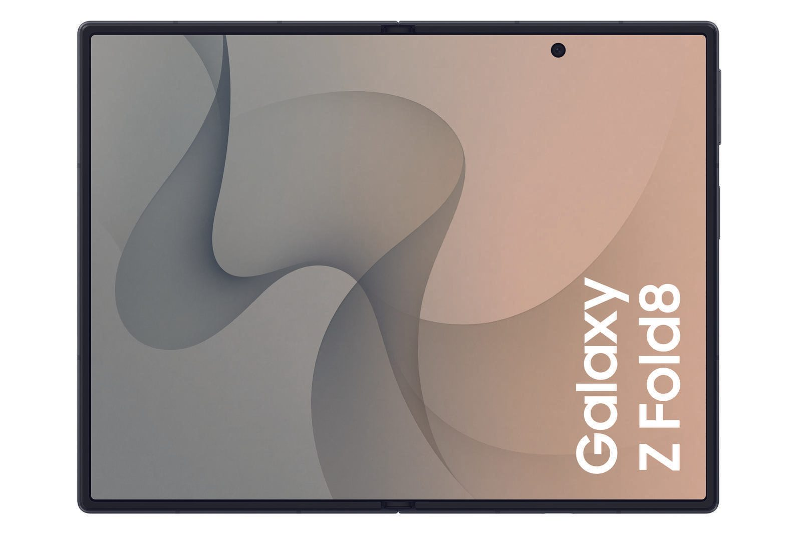 Uno smartphone pieghevole con sfondo astratto e la scritta Galaxy Z Fold8.