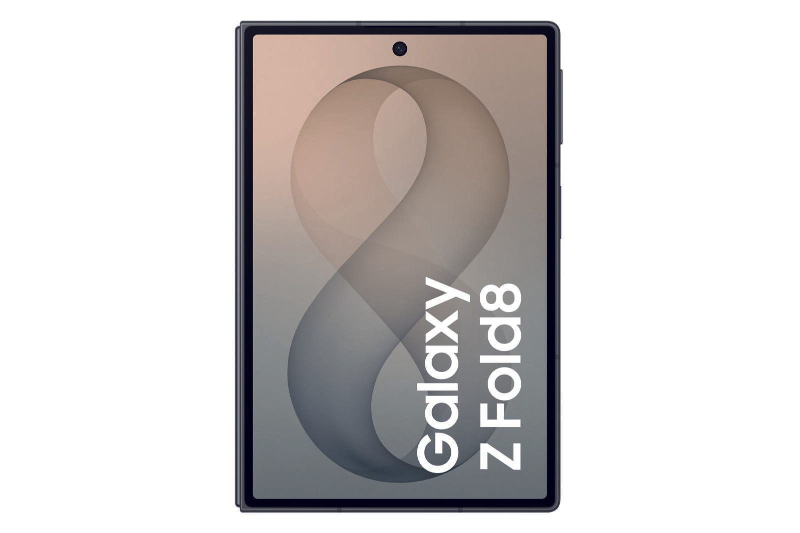 Uno smartphone pieghevole con sfondo astratto e il testo Galaxy Z Fold8 sullo schermo.