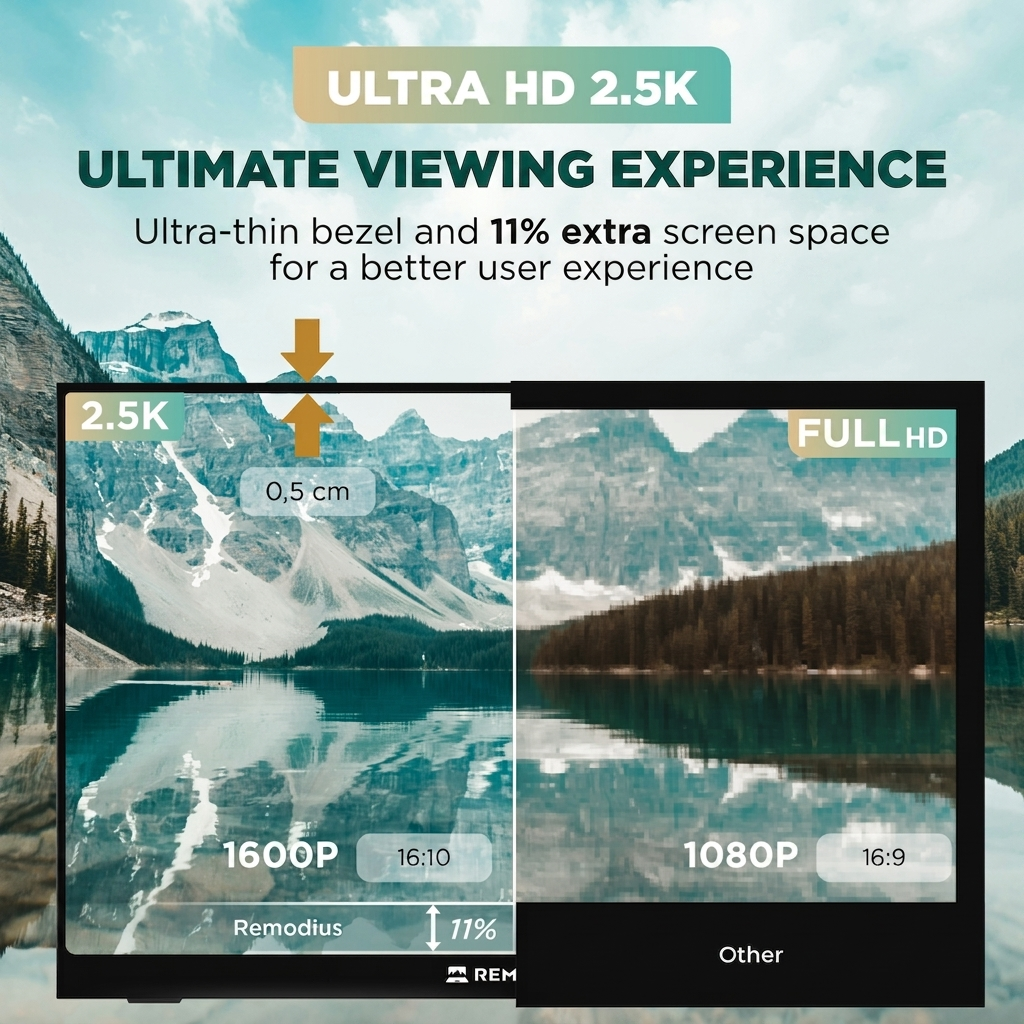 Confronto tra risoluzione Ultra HD 2.5K e Full HD con un paesaggio montano.
