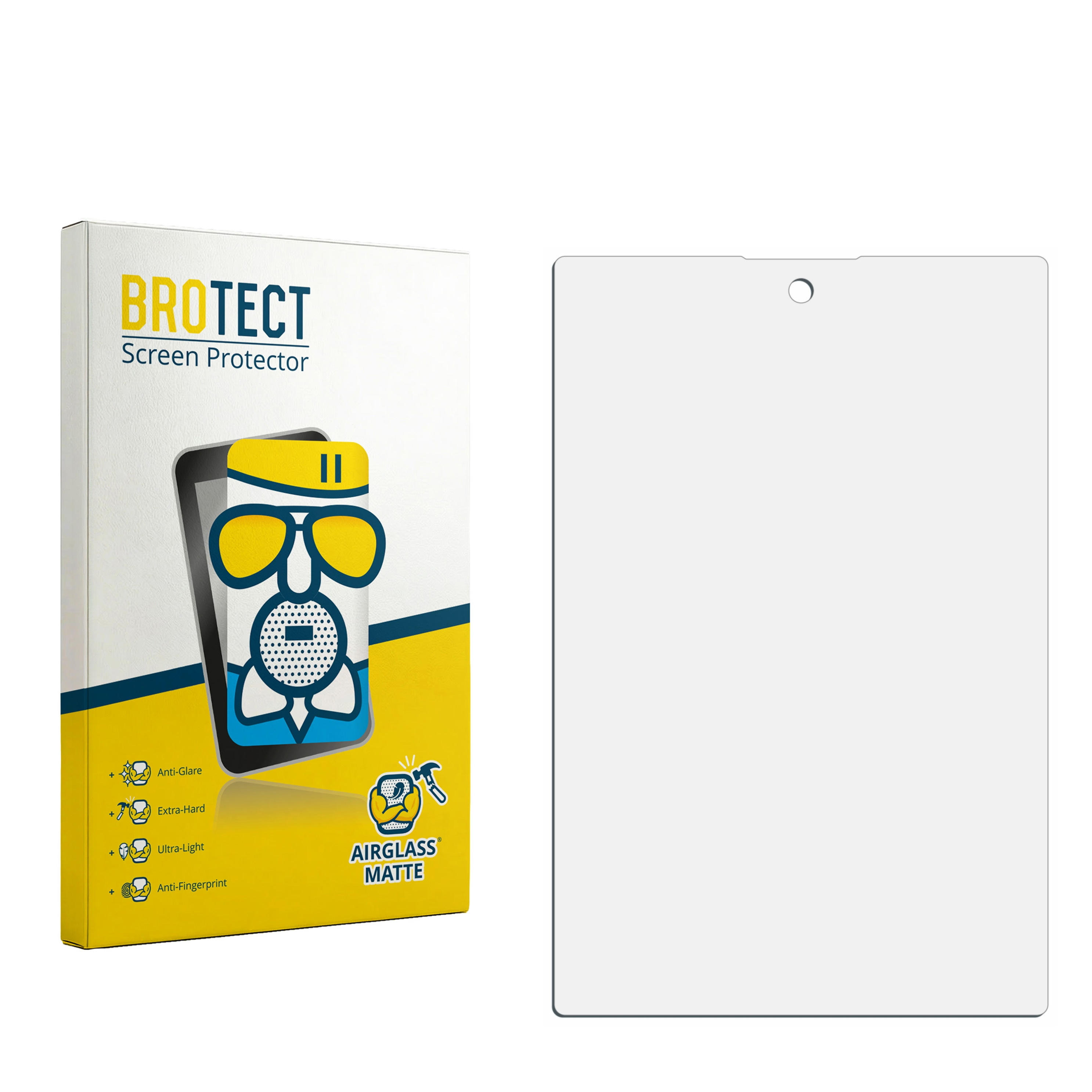 BROTECT AirGlass Matte Displayschutzfolie mit Verpackung und Folie.