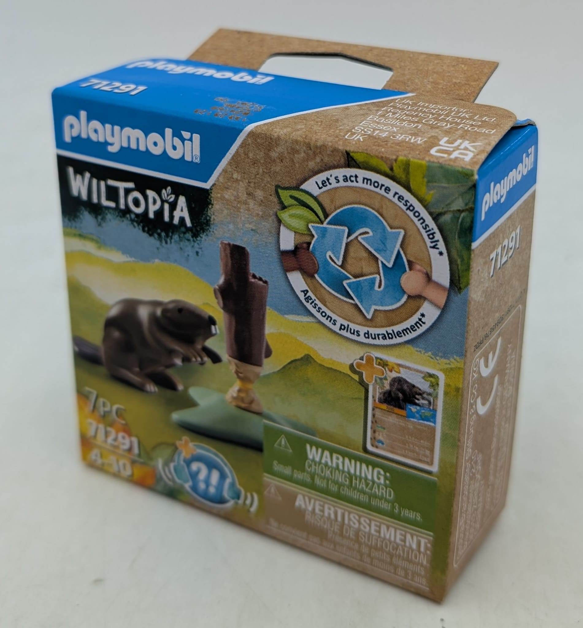 Playmobil Wiltopia Biber Set Kartonverpackung mit Produktbild und Nachhaltigkeitssymbol.