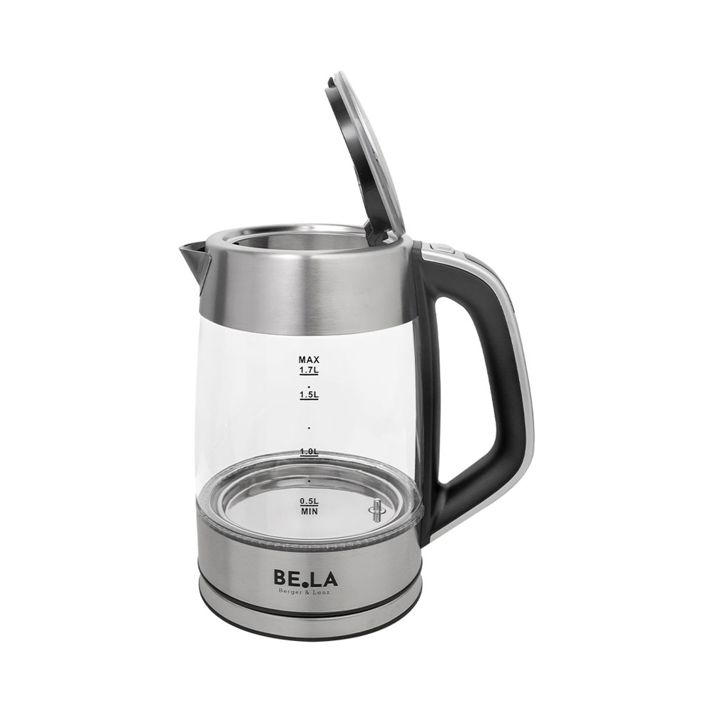 BERGER & LANZ 1.7L Glas Wasserkocher, Silber