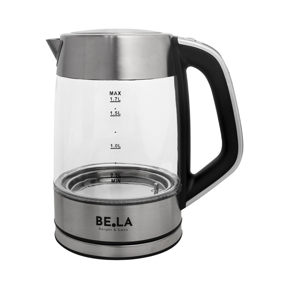 BERGER & LANZ 1.7L Glas Wasserkocher, Silber