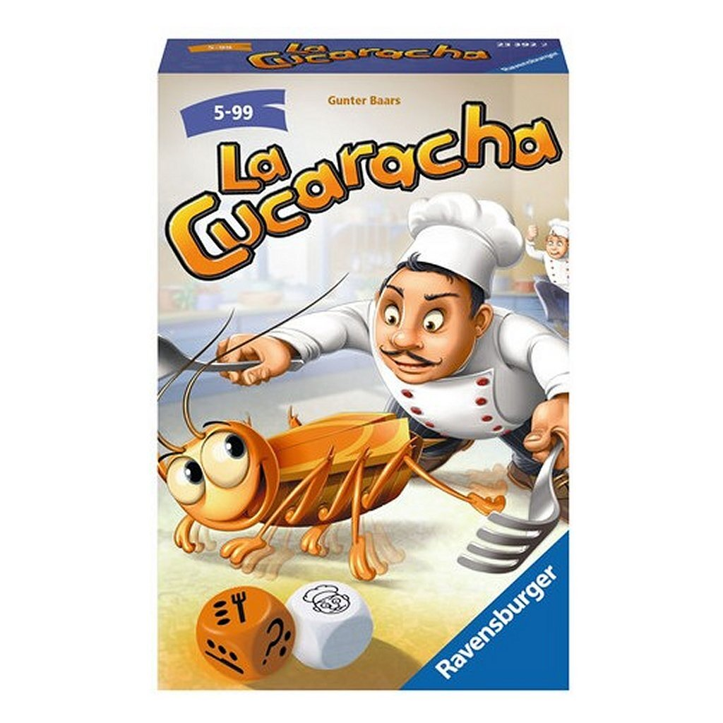 Spielschachtel von La Cucaracha mit Koch und großer Kakerlake.