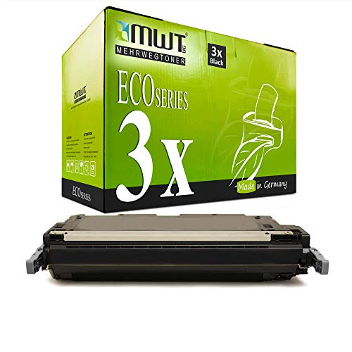Grüne MWT EcoSeries Tonerkartusche in der Verpackung mit der Aufschrift 3x Black auf weißem Hintergrund.