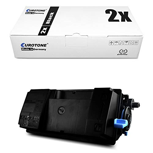 Eine weiße Eurotone-Verpackung und ein schwarzer Tonerkassette auf weißem Hintergrund.