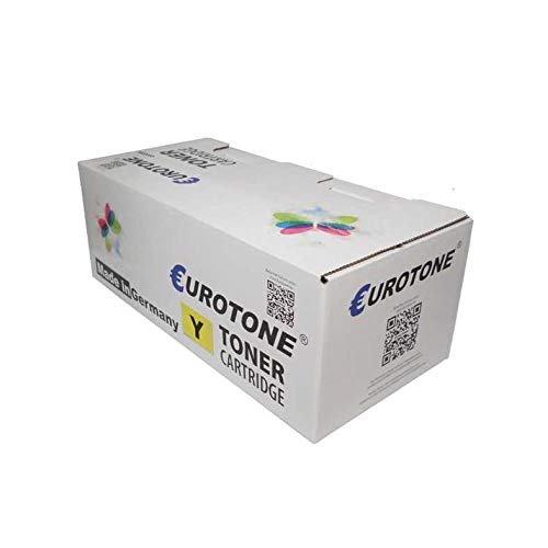 Eine weiße Eurotone Toner-Kartonverpackung mit gelbem Aufdruck auf weißem Hintergrund.