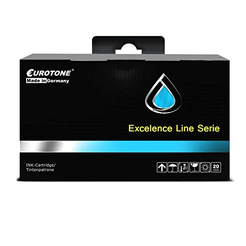 Schwarze Eurotone Excellence Line Tintenpatronen-Verpackung mit blauer Wassertropfen-Grafik.