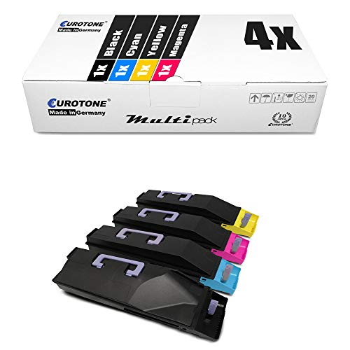 Eurotone Multipack mit vier Tonerkartuschen in Schwarz, Cyan, Gelb und Magenta vor weißem Hintergrund.