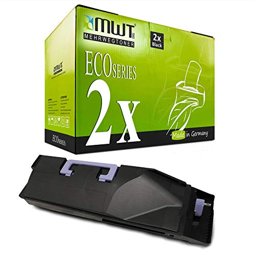 Grüne MWT-Eco-Series-Tonerkartonverpackung und ein schwarzer Toner mit violettem Griff.
