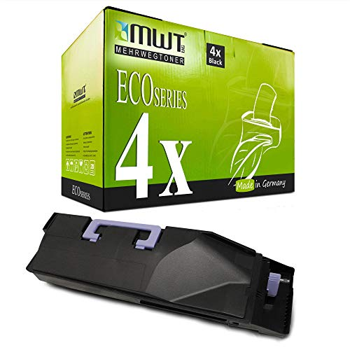 Eine grüne MWT Eco Series Tonerkartusche und eine schwarze Tonerpatrone.