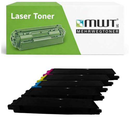 MWT Laser-Toner Verpackung mit fünf schwarzen Tonerkartuschen davor.