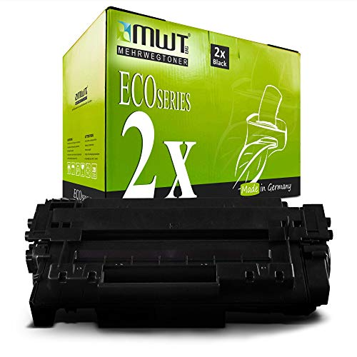 Eine schwarze Tonerkassette liegt vor einer grünen Produktverpackung mit der Aufschrift ECO Series.