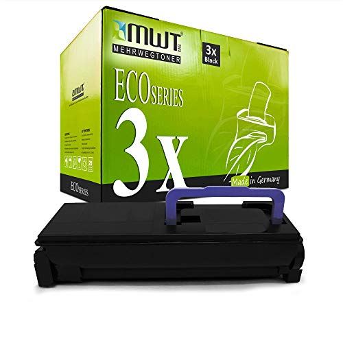 Eine grüne MWT Eco Series Tonerbox mit schwarzer Tonerkassette und blauem Griff.