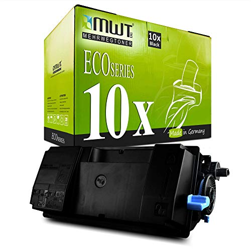 Eine schwarze Toner-Kartusche liegt vor einer grünen MWT Eco Series Produktverpackung.
