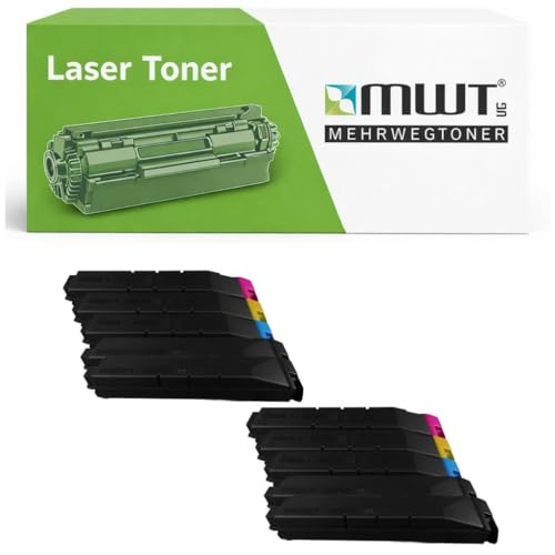 MWT Laser-Toner Box mit zwei Sets schwarzer Tonerpatronen und farbigen Akzenten.