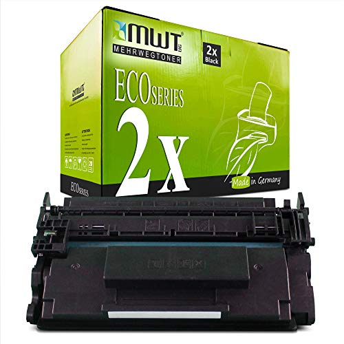Eine schwarze Tonerkassette liegt vor einer grünen ECO Series Verpackung mit schwarzem Text.