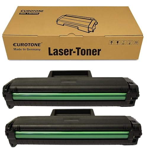 Eurotone Lasertoner-Box mit zwei davor platzierten schwarzen und grünen Tonerkartuschen.