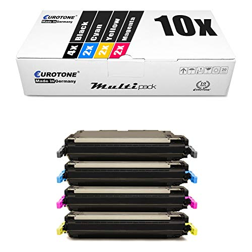 Eurotone Multipack mit vier Druckerpatronen in Schwarz, Cyan, Gelb und Magenta vor einer weißen Verpackung.