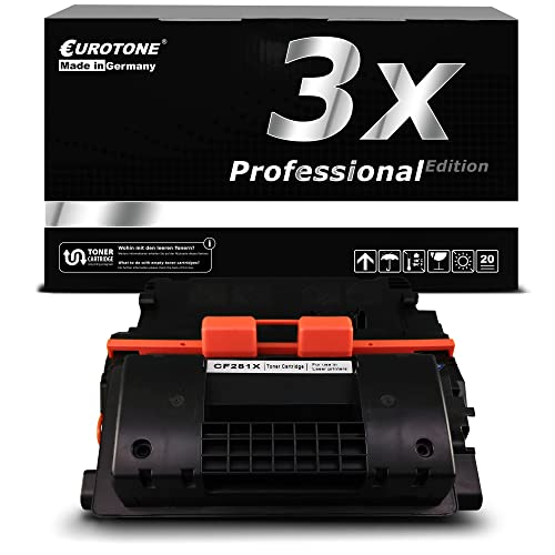 Eine schwarze Tonerpatrone und eine entsprechende Eurotone Produktverpackung mit der Aufschrift 3x Professional Edition.