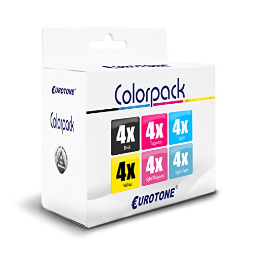 Eurotone Colorpack Tintenbox mit sechs Farbquadraten und Branding auf weißem Hintergrund.