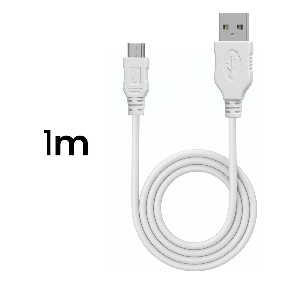Un cavo bianco da USB a Micro-USB lungo 1 metro.